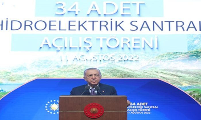 Cumhurbaşkanı Erdoğan, DSİ tarafından yapımı tamamlanan 34 hidroelektrik santralinin açılış törenine katıldı